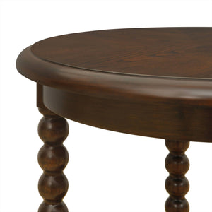 English Elm Philippe Round End Table with Shelf Brown — 20" Dia x 24" H, MDF & Solid Wood, Compact Accent Table B035P341173