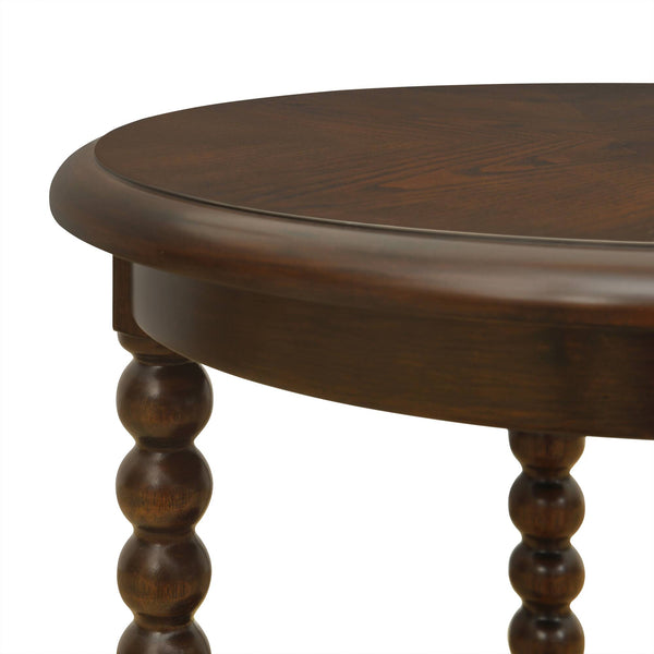 English Elm Philippe Round End Table with Shelf Brown — 20" Dia x 24" H, MDF & Solid Wood, Compact Accent Table B035P341173