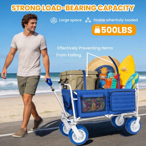 English Elm Beach Wagon Heavy Duty Folding Cart with 500lb Capacity and All Terrain Pvc Wheels W2932P412004