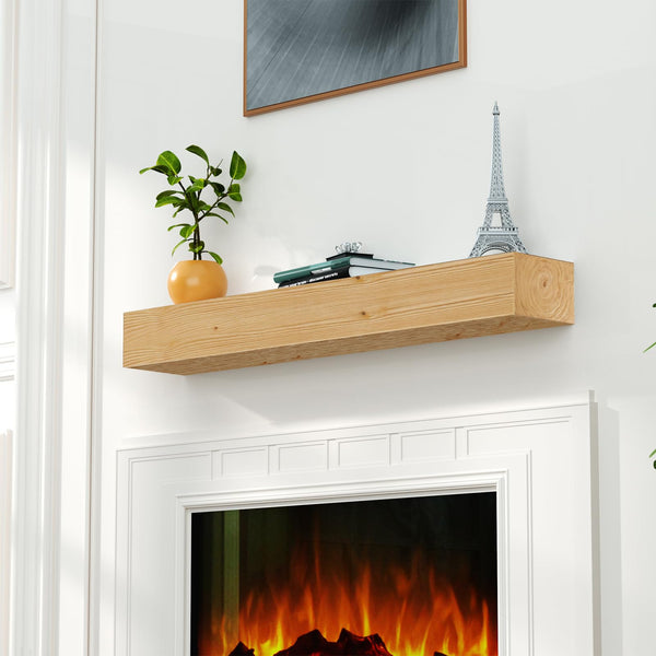 English Elm Fireplace Mantel, 48" Handcrafted Solid Pine Floating Shelf With Rustic Charm & Easy Installation T3210P391507