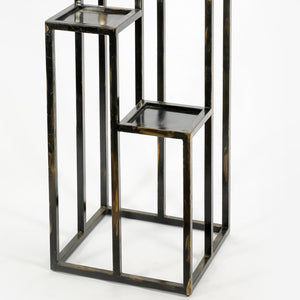 English Elm 47.25" Elegant 4-Tier Black And Gold Cast Metal Plant Stand For Stylish Indoor/Outdoor Display B072115993