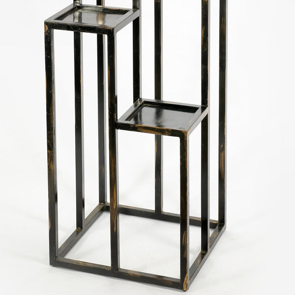 English Elm 47.25" Elegant 4-Tier Black And Gold Cast Metal Plant Stand For Stylish Indoor/Outdoor Display B072115993