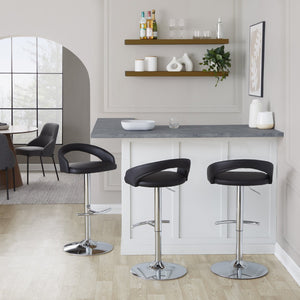 English Elm Adjustable Swivel Barstools Chrome Base Faux Leather Seat Kitchen Counter Set B202S01985