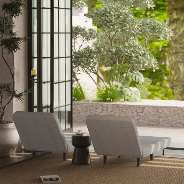 English Elm 3 Foldable Linen Chaise Lounge with Adjustable Backrest Footrest Detachable Pillow Convertible Sofa Bed for Small Spaces Beige 50.59 L x 27.76 W x 11.22 H W1716P280541