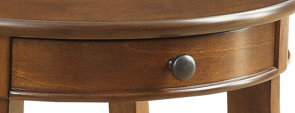 English Elm Alysa Walnut Round Accent Table with Drawer & Shelf, Cabriole Legs, Compact Durable Side Table B2726P265216