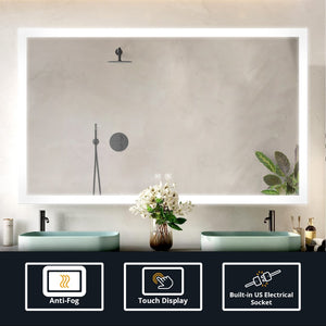 English Elm Aurorium Frameless Led Vanity Mirror with Defogger for Double Bathroom Walls B2731P478353