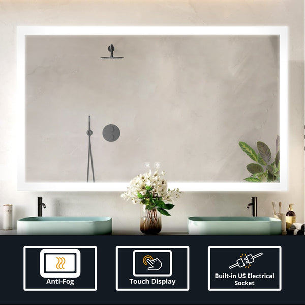 English Elm Aurorium Frameless Led Vanity Mirror with Defogger for Double Bathroom Walls B2731P478353