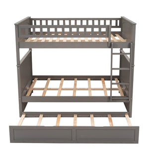 English Elm Full Over Bunk Bed with Trundle Solid Pine Wood Kids Bedroom Sleeper LT000044AAN-1