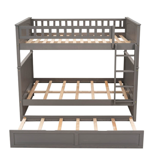 English Elm Full Over Bunk Bed with Trundle Solid Pine Wood Kids Bedroom Sleeper LT000044AAN-1