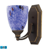 Mix-N-Match Vanity 1-Light Wall Lamp in Aged Bronze with Starburst Blue Glass - Includes LED Bulb 570-1B-BL-LED Elk Lighting