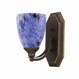 Mix-N-Match Vanity 1-Light Wall Lamp in Aged Bronze with Starburst Blue Glass 570-1B-BL Elk Lighting