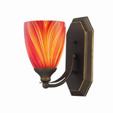 Mix-N-Match Vanity 1-Light Wall Lamp in Aged Bronze with Multi-colored Glass 570-1B-M Elk Lighting