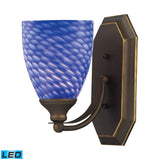 Mix-N-Match Vanity 1-Light Wall Lamp in Aged Bronze with Sapphire Glass - Includes LED Bulb 570-1B-S-LED Elk Lighting