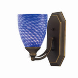 Mix-N-Match Vanity 1-Light Wall Lamp in Aged Bronze with Sapphire Glass 570-1B-S Elk Lighting