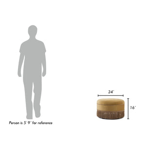 English Elm Jennifer Taylor Home - Yolanda 24" Round Velvet Accent Ottoman In Gold Yellow With Luxurious Trim For Stylish Living Spaces B2719P238165