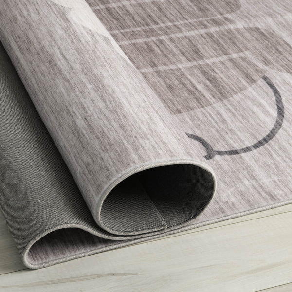 Homeroots 7' X 10' Beige And Gray Juvenile Animals Youthful Area Rug  Polyester 570013