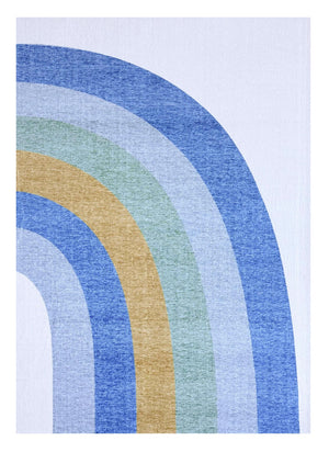 Homeroots 4' X 6' Blue Green And Orange Juvenile Rainbows Youthful Area Rug  Polyester 570015