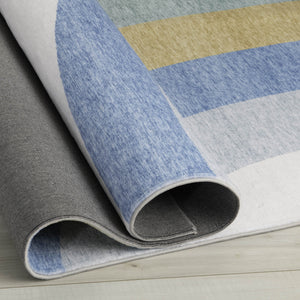 Homeroots 7' X 10' Blue Green And Orange Juvenile Rainbows Youthful Area Rug  Polyester 570017