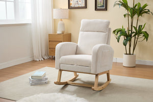 English Elm Modern Accent Rocking Chair - Stylish Glider Armchair With High Back, Side Pocket & Cozy Comfort W2725P276726