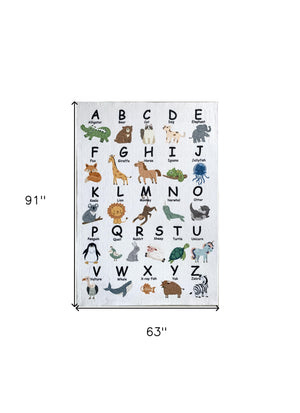 Homeroots 5' X 8' Gray Brown And Green Juvenile Alphabet Youthful Area Rug  Polyester 570020