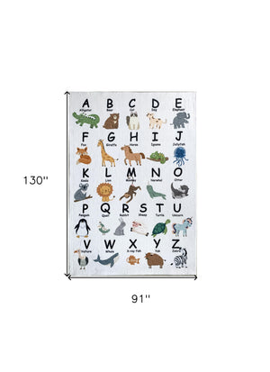 Homeroots 8' X 11' Gray Brown And Green Juvenile Alphabet Youthful Area Rug  Polyester 570022