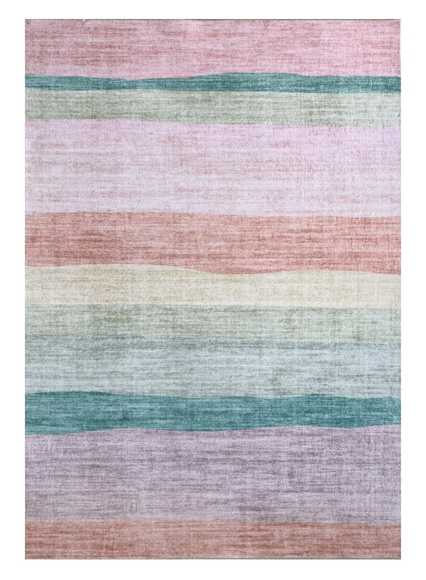 Homeroots 7' X 10' Pink Green And Purple Juvenile Rainbows Youthful Area Rug  Polyester 570025