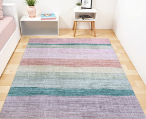 Homeroots 7' X 10' Pink Green And Purple Juvenile Rainbows Youthful Area Rug  Polyester 570025