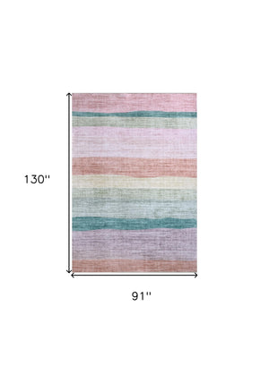 Homeroots 8' X 11' Pink Green And Purple Juvenile Rainbows Youthful Area Rug  Polyester 570026