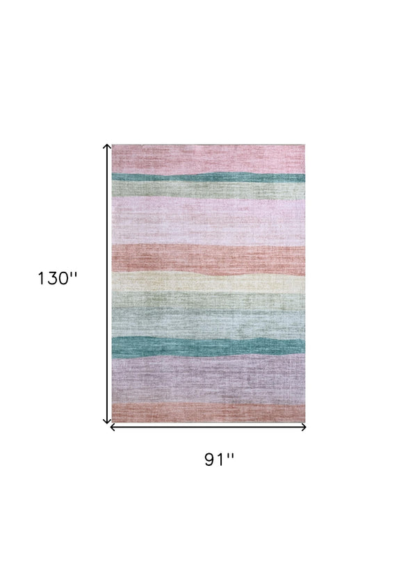 Homeroots 8' X 11' Pink Green And Purple Juvenile Rainbows Youthful Area Rug  Polyester 570026
