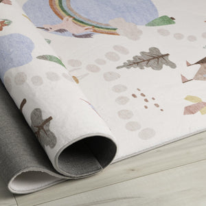 HomeRoots 8' X 11' Cheerful Castle & Rainbow Area Rug – Soft, Stain Resistant, Perfect for Kids' Rooms & Play Areas 570034