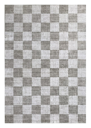 Homeroots 7' X 10' Beige And Brown Checkered Area Rug  Polyester 570037