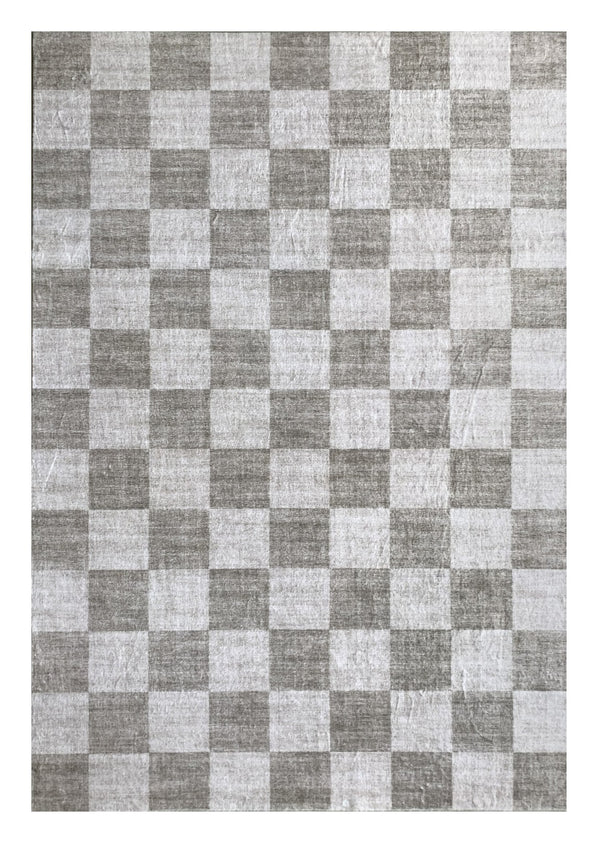 Homeroots 8' X 11' Beige And Brown Checkered Area Rug  Polyester 570038