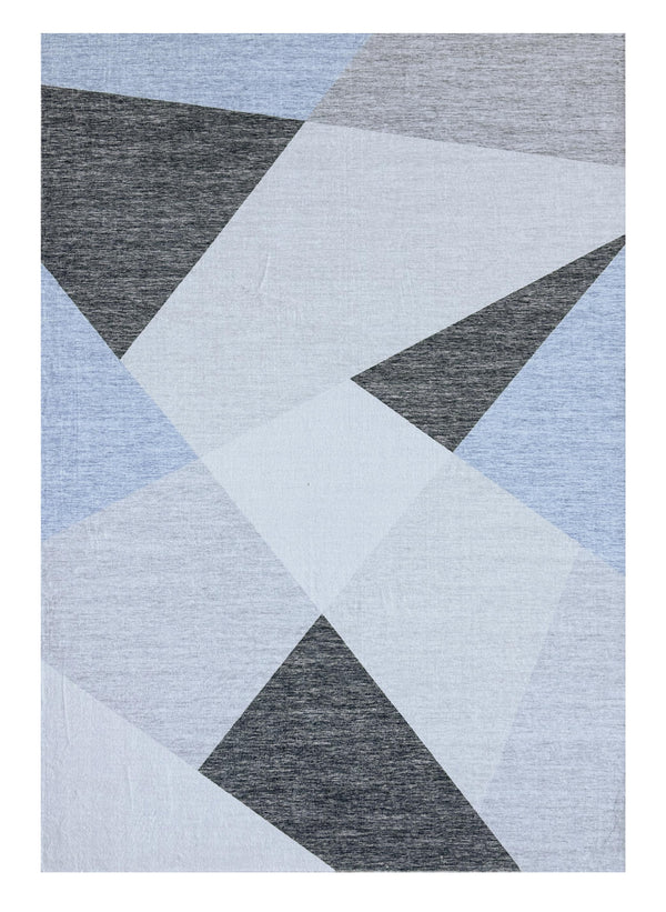 Homeroots 4' X 6' Blue And Gray Geometric Area Rug  Polyester 570043