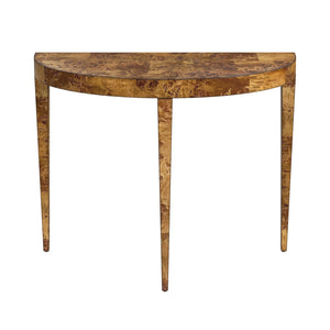 Butler Specialty Ingrid Elegant Demilune Console Table With Stunning Veneer And Solid Wood Legs For Lasting Durability Medium Brown Poplar Wood,Mappa Burl Veneer,Mdf 5700442-butler