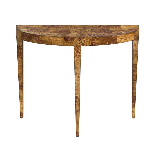 Butler Specialty Ingrid Elegant Demilune Console Table With Stunning Veneer And Solid Wood Legs For Lasting Durability Medium Brown Poplar Wood,Mappa Burl Veneer,Mdf 5700442-butler