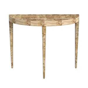 Butler Specialty Ingrid Elegant Demilune Console Table With Stunning Veneer And Solid Wood Legs For Lasting Durability Light Brown Poplar Wood,Mappa Burl Veneer,Mdf 5700443-butler