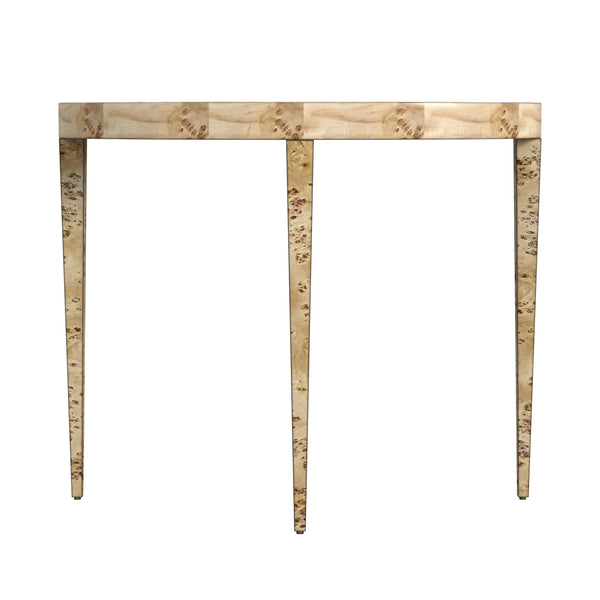 Butler Specialty Ingrid Elegant Demilune Console Table With Stunning Veneer And Solid Wood Legs For Lasting Durability Light Brown Poplar Wood,Mappa Burl Veneer,Mdf 5700443-butler