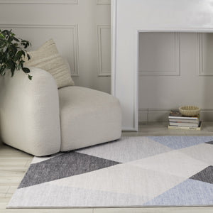 Homeroots 7' X 10' Blue And Gray Geometric Area Rug  Polyester 570045