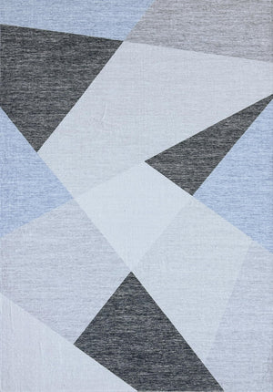 HomeRoots 8' Modern Blue and Gray Geometric Area Rug - Durable, Stain-Resistant Design for Sophisticated Spaces 8' X 11' 570046