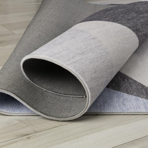 HomeRoots 8' Modern Blue and Gray Geometric Area Rug - Durable, Stain-Resistant Design for Sophisticated Spaces 8' X 11' 570046