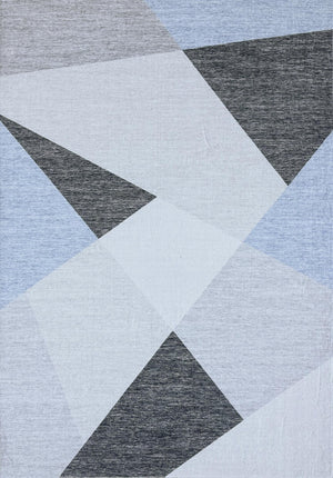 HomeRoots 8' Modern Blue and Gray Geometric Area Rug - Durable, Stain-Resistant Design for Sophisticated Spaces 8' X 11' 570046