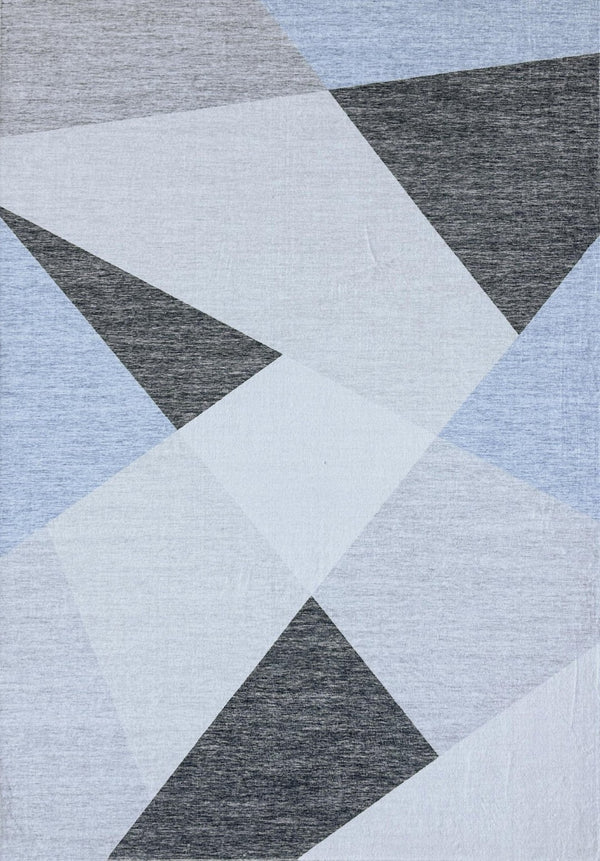 HomeRoots 8' Modern Blue and Gray Geometric Area Rug - Durable, Stain-Resistant Design for Sophisticated Spaces 8' X 11' 570046