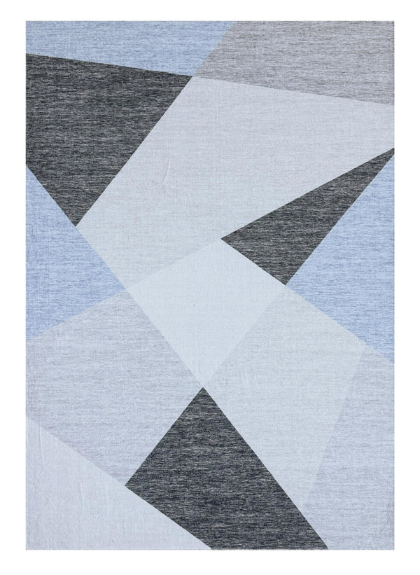 HomeRoots 8' Modern Blue and Gray Geometric Area Rug - Durable, Stain-Resistant Design for Sophisticated Spaces 8' X 11' 570046