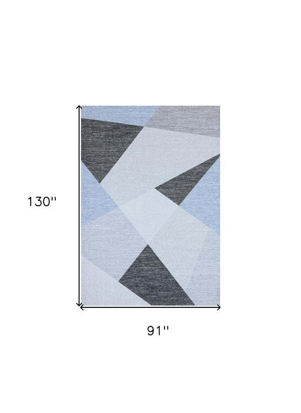 HomeRoots 8' Modern Blue and Gray Geometric Area Rug - Durable, Stain-Resistant Design for Sophisticated Spaces 8' X 11' 570046