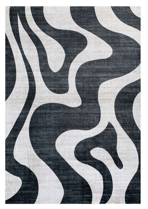 Homeroots 5' X 8' Black And White Zebra Print Area Rug  Polyester 570048