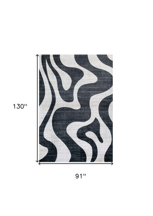 Homeroots 8' X 11' Black And White Zebra Print Area Rug  Polyester 570050