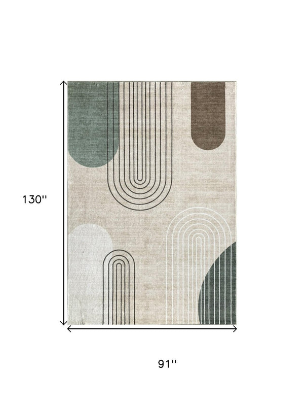 HomeRoots 5' X 8' Beige Brown and Green Abstract Area Rug – Stylish, Durable, Stain-Resistant for Any Room! 570052