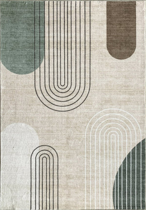 HomeRoots 8' Modern Abstract Area Rug in Beige, Brown & Green - Stylish, Durable & Stain-Resistant Design 8' X 11' 570054