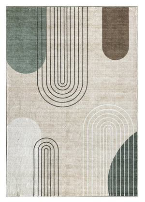 Homeroots 8' X 11' Beige Brown And Green Abstract Area Rug  Polyester 570054