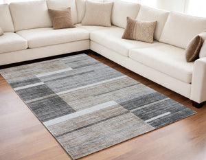 Homeroots 5' X 8' Gray And Brown Abstract Area Rug  Polyester 570056